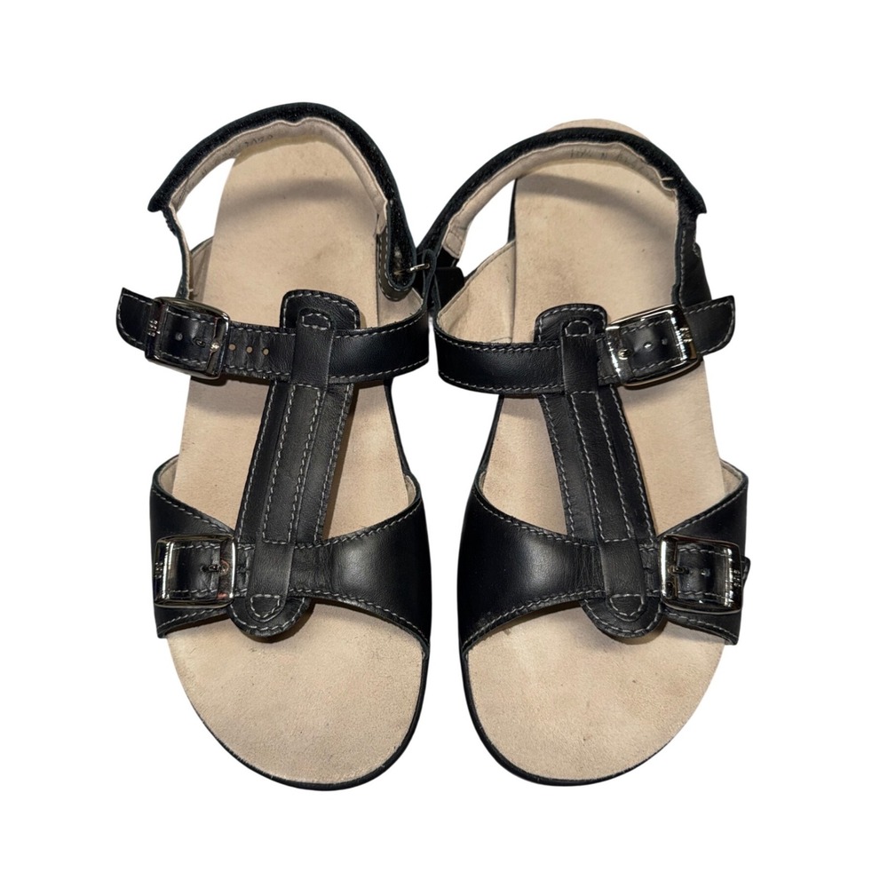 SAS Tripad Comfort Women 10.5 N Black Leather T-Strap Sandals Made in USA